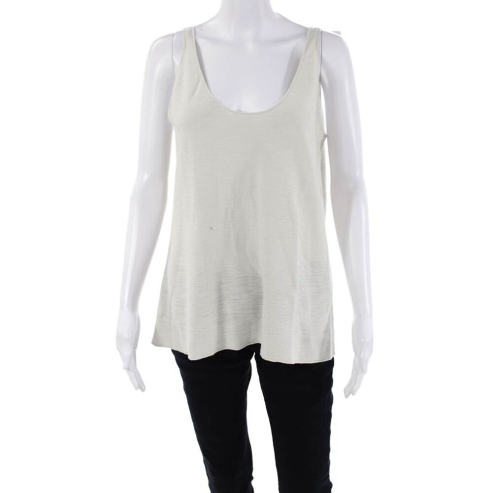 Margaret OLeary Womens Scoop Neck Knit Boxy Tank Top Gray Cotton Size Large
